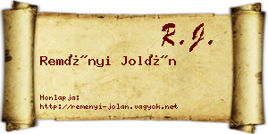 Reményi Jolán névjegykártya
